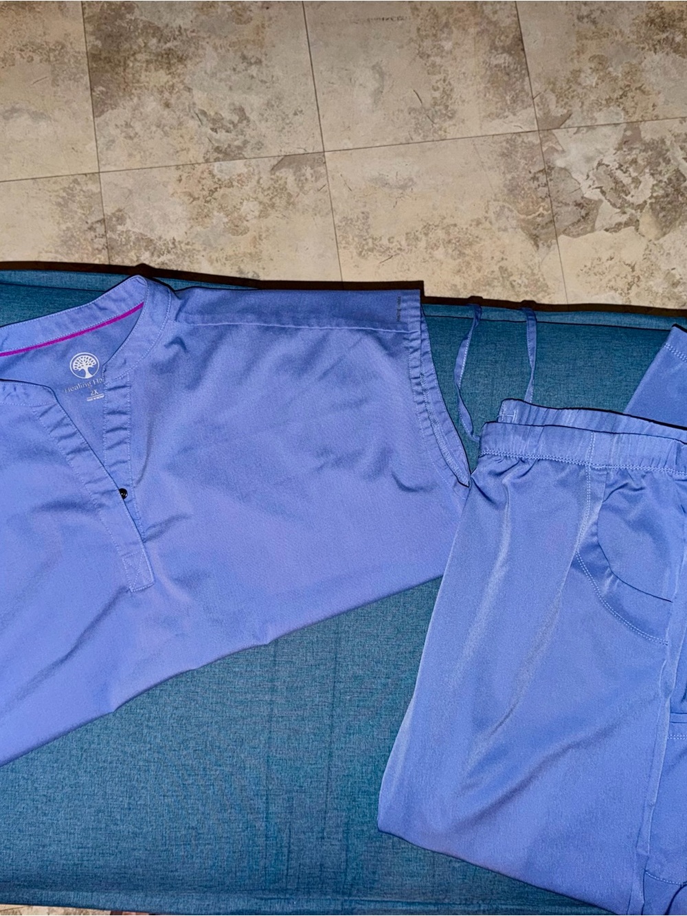 Women’s HH works Scrub set in Periwinkle Blue or Ceil blue 2x top 1x bottoms